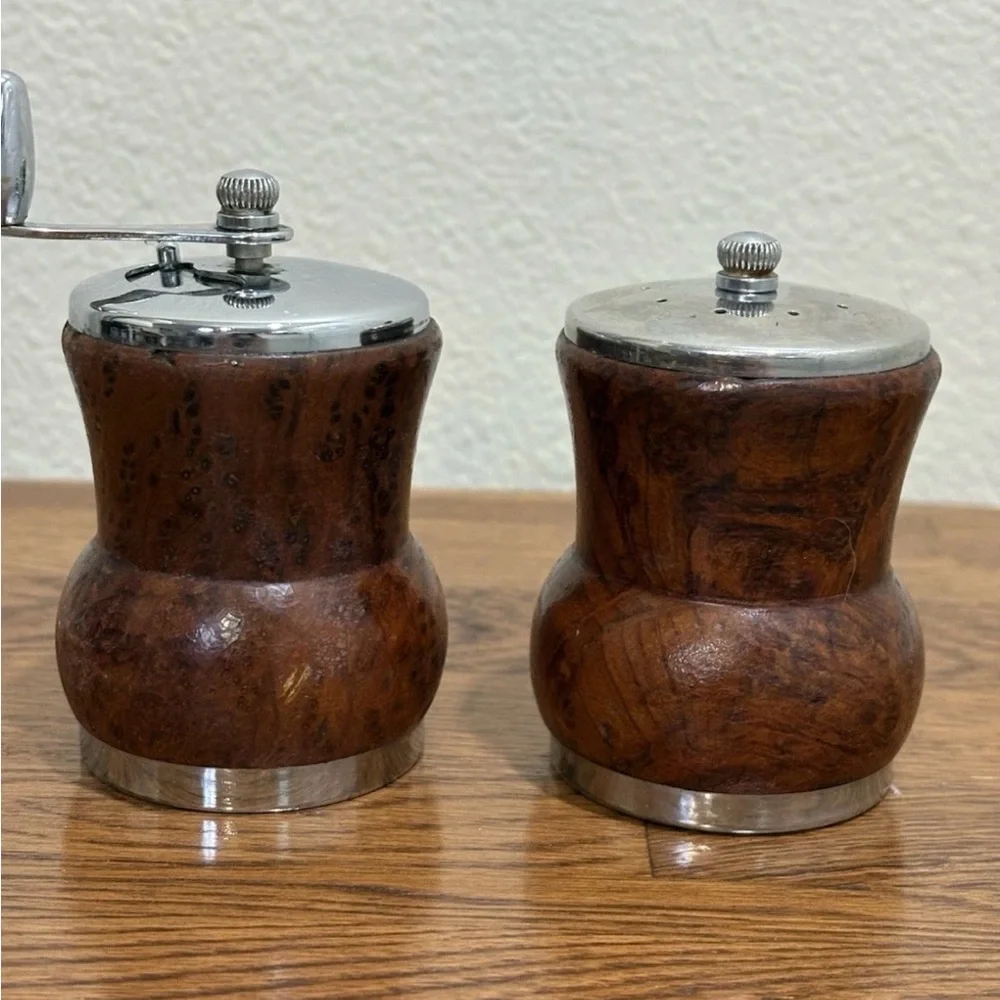 Salt & Pepper Mill Grinder George S. Thompson Vintage MCM Burl Wood